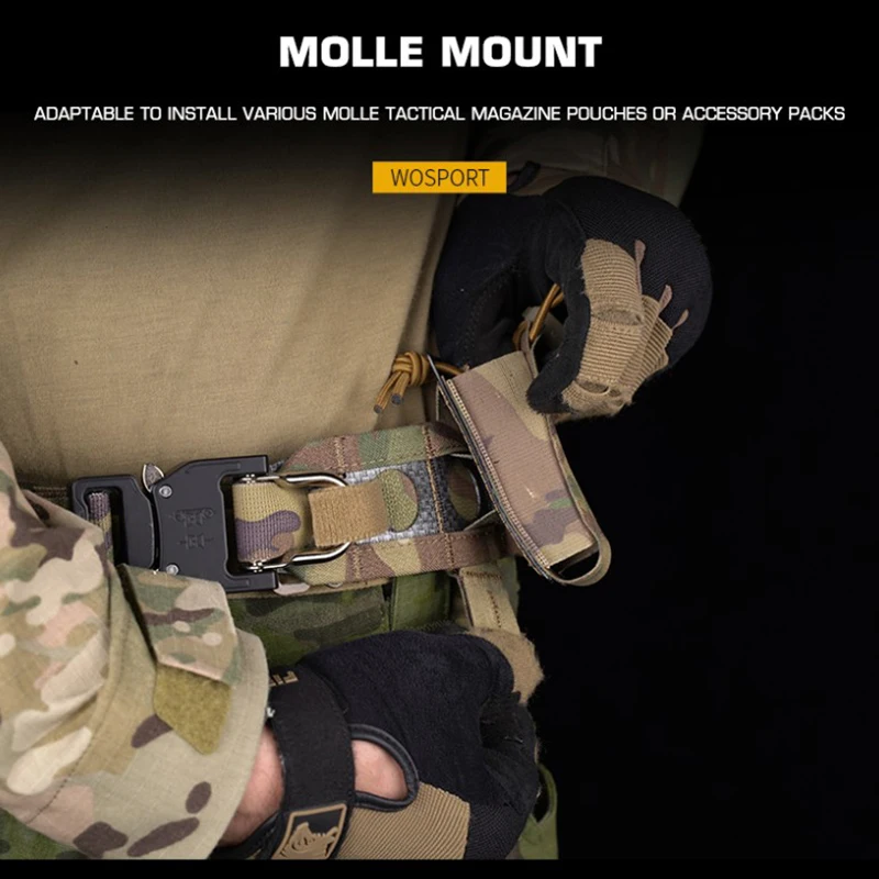 Cinturón táctico Bison de dos capas, hebilla de Metal de separación rápida, cinturón Molle ligero de perfil bajo, equipo Airsoft estilo Ferro - imagen 4