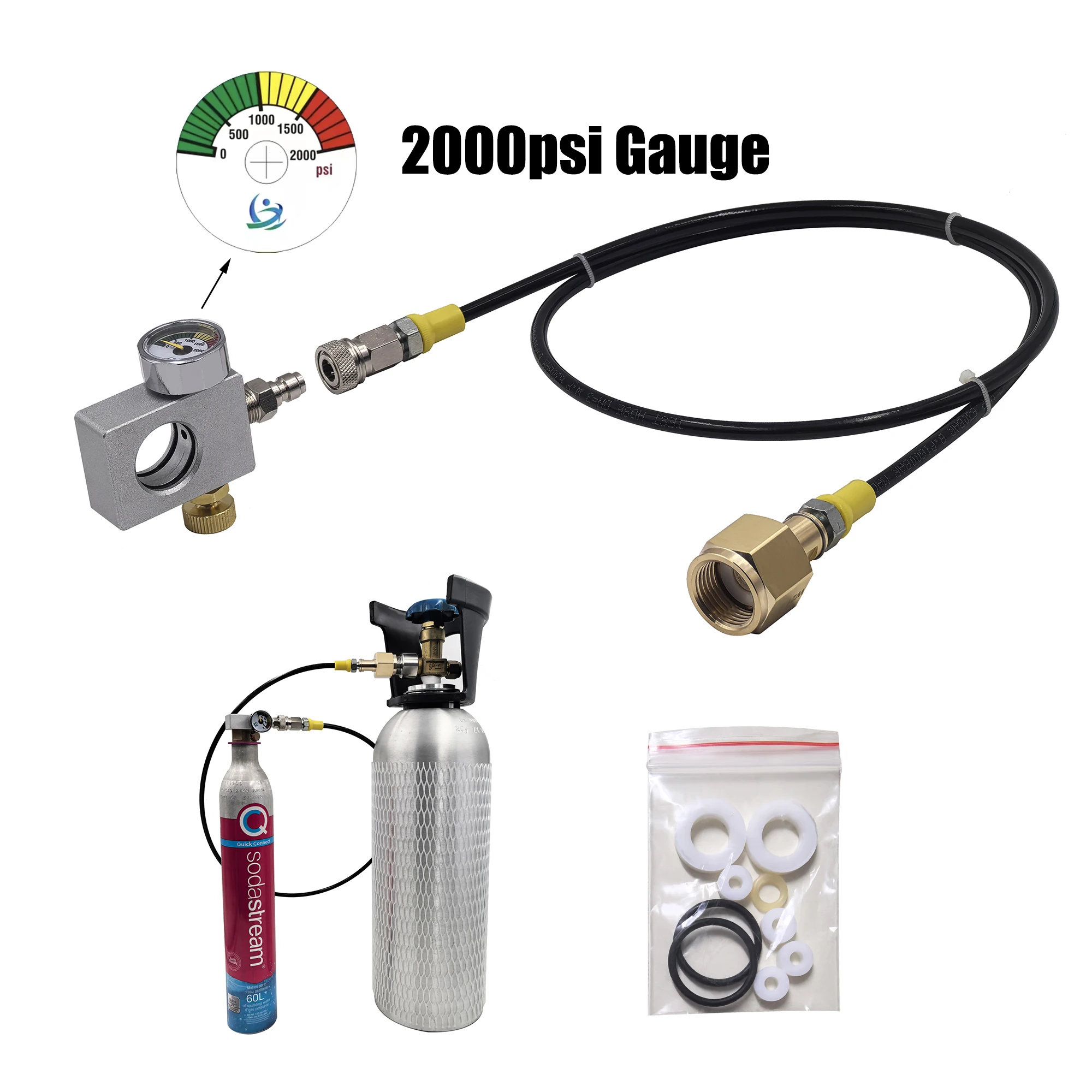 Adaptador de llenado de cilindro de dióxido de carbono 2025, manguera, estación de llenado de repuesto de carbonatador para botella de cilindro de CO2 rosa DUO Terra Art Gaia - imagen 5