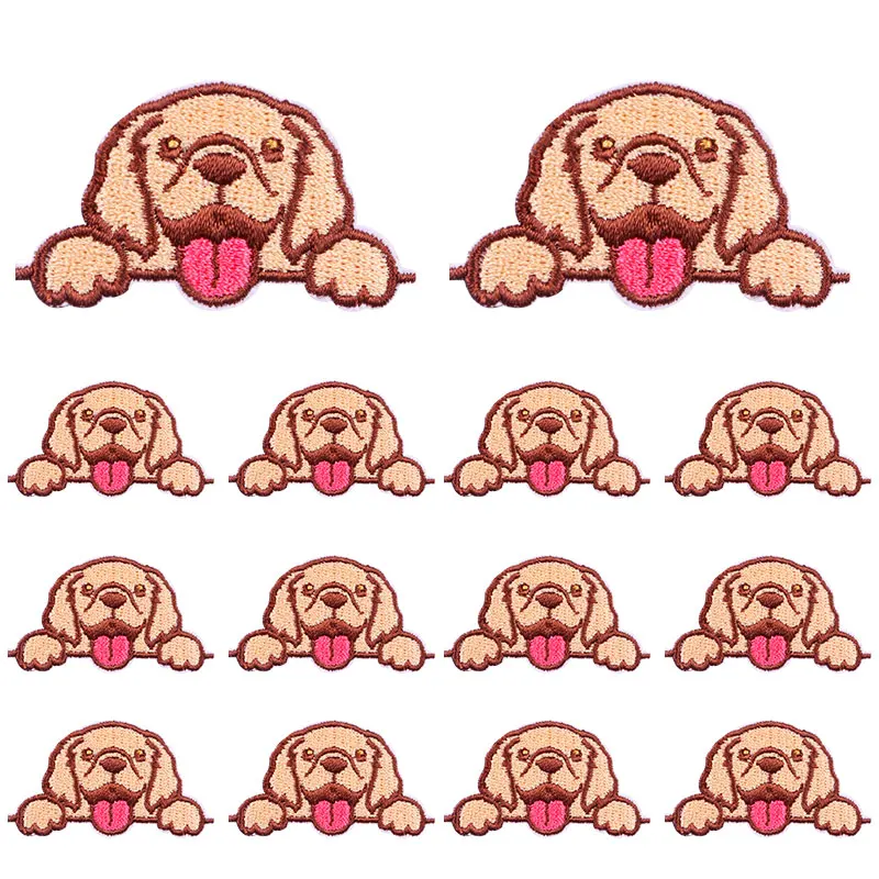 Parche de dibujos animados de 10 unids/lote, bordado autoadhesivo de Animal lindo, parches divertidos de perro en apliques para niños, ropa DIY, coser pegatina - imagen 4