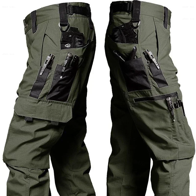Conjunto de 2 piezas de tácticas militares para hombre, chaqueta con capucha transpirable resistente al desgaste, pantalones de Jogging con cremallera y múltiples bolsillos, primavera y otoño - imagen 4