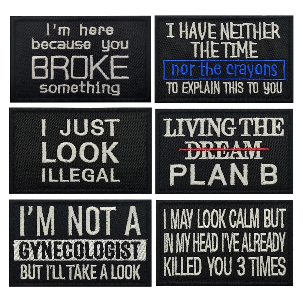 Parche divertido de motociclista con frases motivacionales, parches de palabras con eslogan I Look, insignias con apliques para ropa, mochila