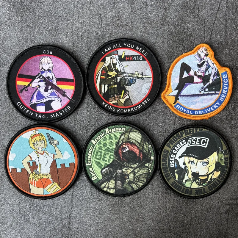 Parche de Anime para chica, brazalete estampado, insignia de moral táctica, gancho, parches militares, accesorios para mochila, pegatinas para ropa