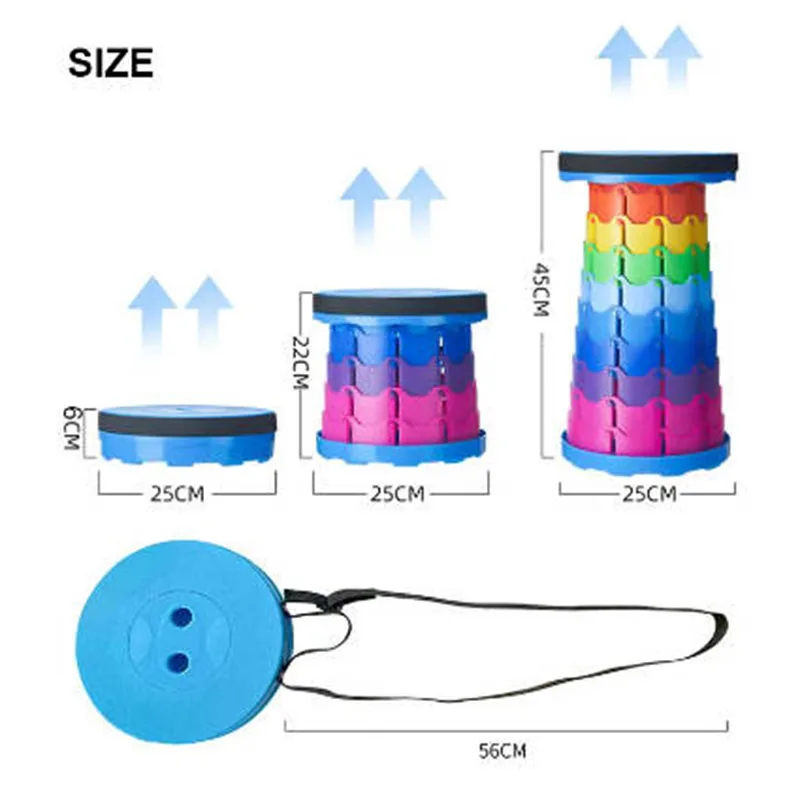 Taburete plegable de arco iris para exteriores, silla portátil retráctil ajustable, ultraligera, para acampar - imagen 5