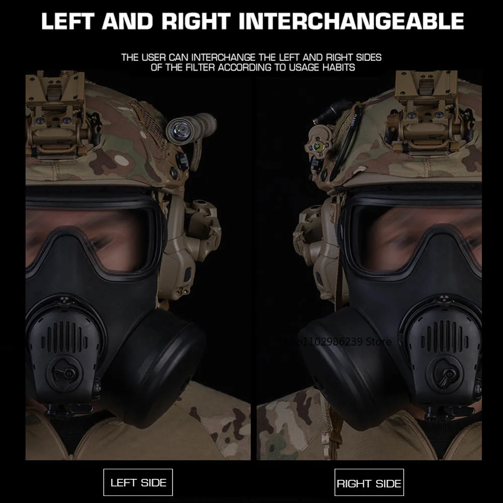 Máscara de Gas táctica FM-53, modelo simulado, máscara protectora de cara completa con filtro de ventilador, recipiente, comunicación de micrófono para Cosplay - imagen 5