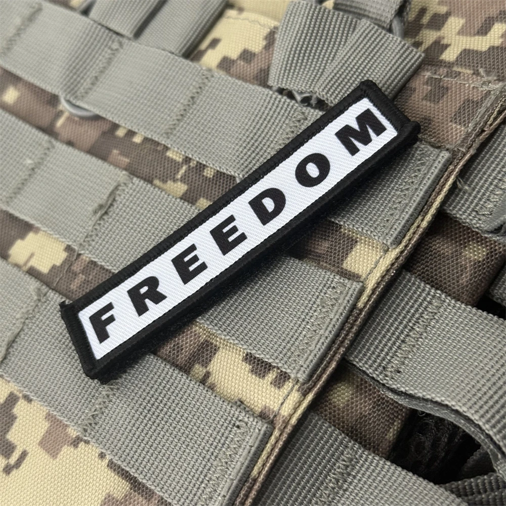 Parche táctico de moral libertad, brazalete del ejército militar, parches de gancho y bucle impresos de EE. UU. para ropa, pegatina para mochila - imagen 5
