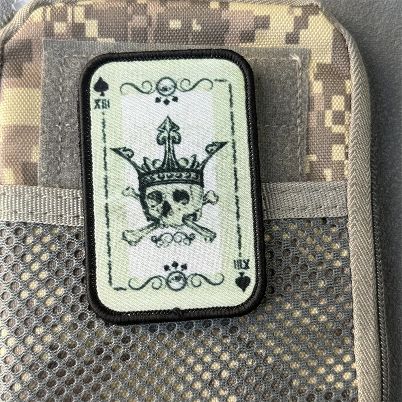 Parche táctico "Ace of Spades Death Card", insignia de moral militar, gancho y bucle estampado, mochila, ropa, pegatina decorativa, brazalete - imagen 4
