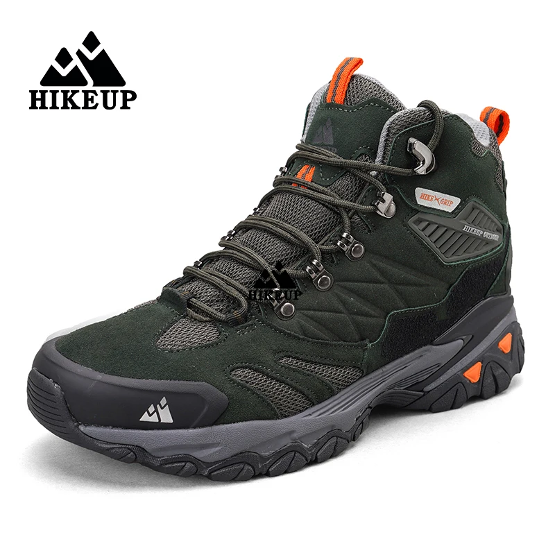 HIKEUP-Botas de senderismo al aire libre para hombre, zapatos de Trekking de ante de alta calidad, botas militares de combate táctico a prueba de lluvia - imagen 5