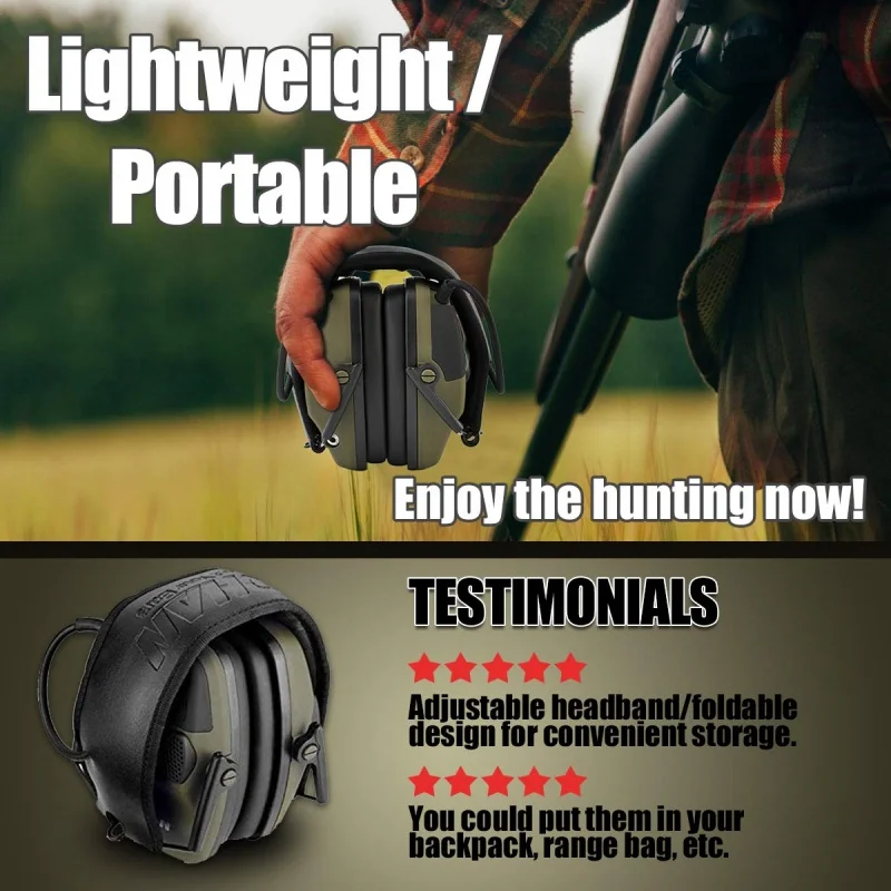 ZOHAN-orejeras electrónicas tácticas para tiro, con diadema, caza, reducción de ruido, protectores auditivos, cubierta para auriculares - imagen 3