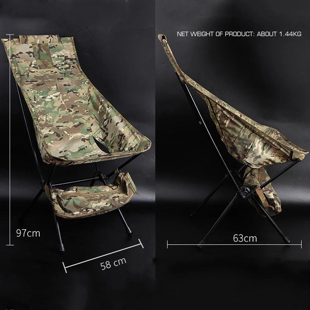 Silla plegable para acampar al aire libre, portátil, para caza, supervivencia salvaje, barbacoa, pesca, respaldo, silla de aleación de aluminio transpirable, equipo - imagen 2