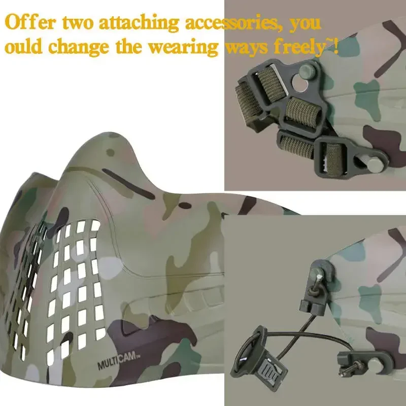 Máscara táctica de media cara, suave y transpirable, para entrenamiento, juego CS, Protector bucal, accesorios para Paintball Airsoft, multicolor - imagen 4