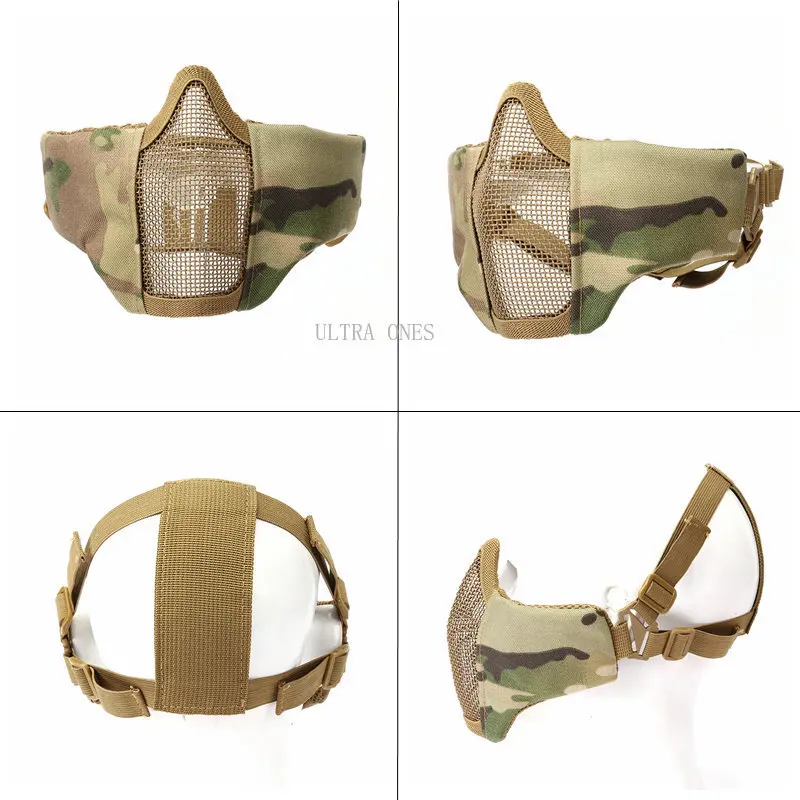 Máscara de media cara táctica CS Airsoft, Paintball, malla de Metal, transpirable, BB Gun Game, caza, tiro, equipo de protección - imagen 5