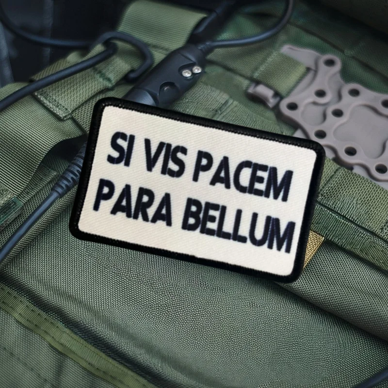 Parche de impresión Si Vis PACEM, insignia de moral táctica con gancho y bucle, pegatinas decorativas para mochila militar, parches para brazalete para ropa - imagen 5