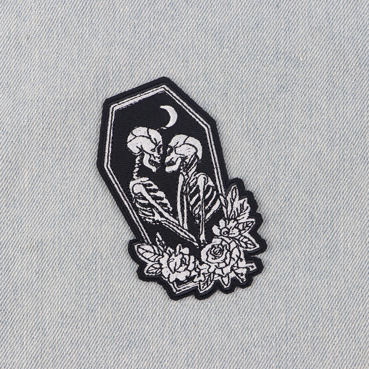 Parche bordado de calavera Vintage, parches termoadhesivos de flores para planchar en la ropa, insignias de costura DIY - imagen 3