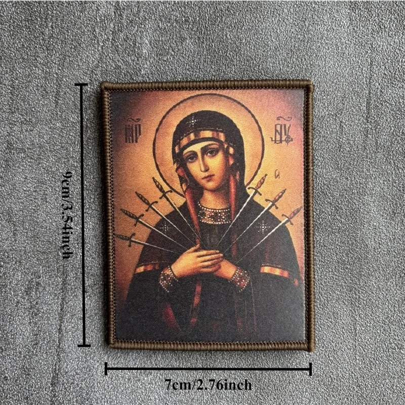Parche táctico con estampado de la Virgen María, brazalete, insignia de moral, gancho, bucle, Arcángel, Michael, parches militares, mochila, pegatinas para ropa - imagen 4