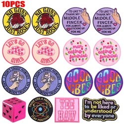 10 Uds. Venta al por mayor parche de dibujos animados parches bordados con letras DIY sombreros chaquetas coser/parche para planchar parches para planchar para insignias de ropa