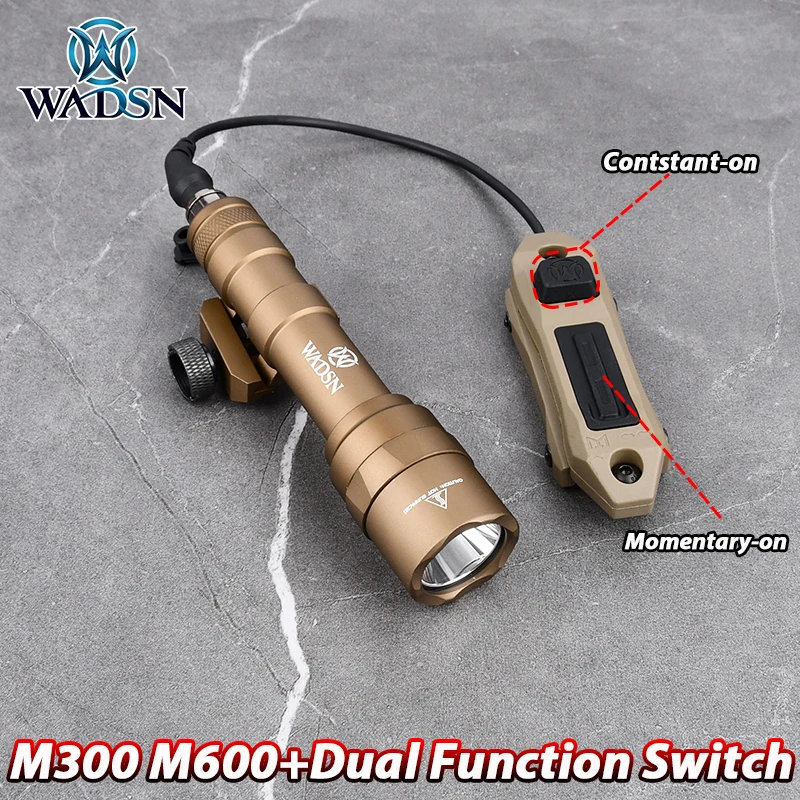 WADSN-linterna táctica Airsoft M300 M600 Surefir M300A M600, luz LED blanca de explorador, interruptor de presión de doble función compatible con riel de 20mm
