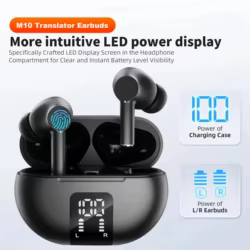 Auriculares con traductor inalámbrico BT5.3, cancelación de ruido, compatible con traducción en tiempo Real en 144 idiomas con estuche de carga para micrófonos