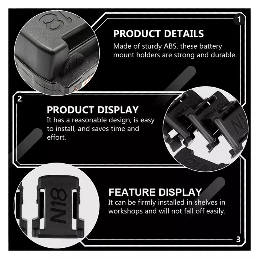 Portabatería 18V para Makita/Bosch – Soporte almacenamiento herramientas - imagen 3