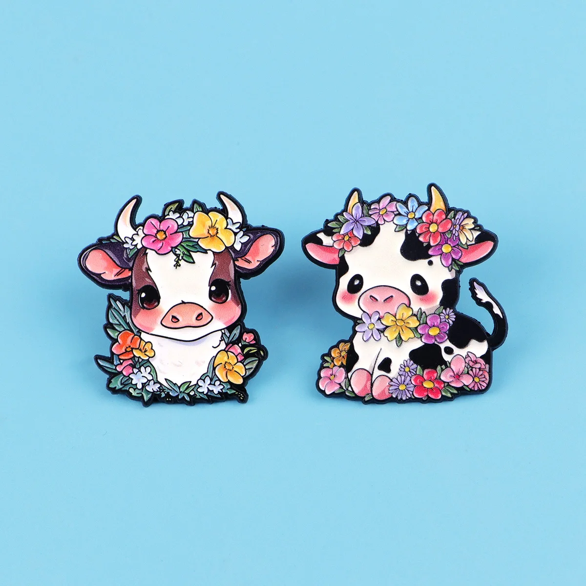 Pin esmaltado táctico vaca para mujer, broche floral solapa - imagen 4