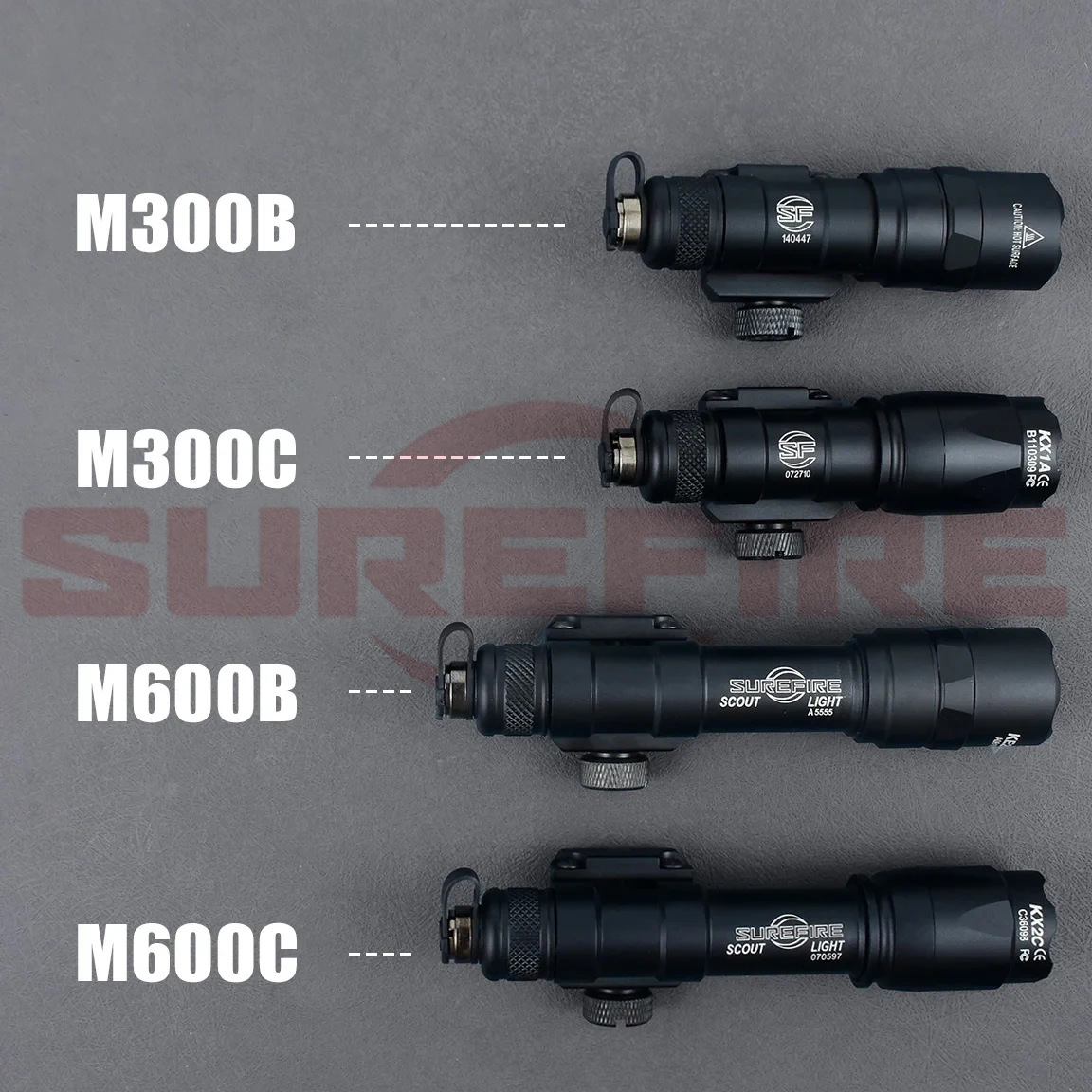 Surefire-linterna táctica M300B M600B, serie M300 M600, luz de explorador, 600 lúmenes, lámpara de luz de caza Airsoft, interruptor de aleación de aluminio