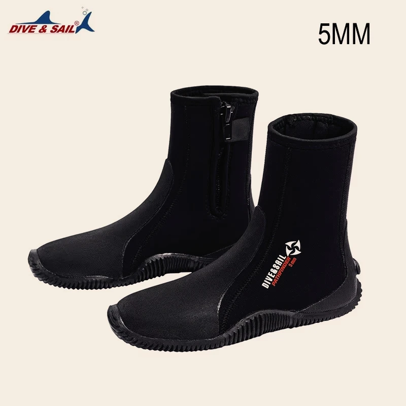 Bota de buceo de neopreno Premium de 5MM, zapatos de agua de 5m, botines de traje de neopreno con suela de goma antideslizante con cremallera para Surf y buceo