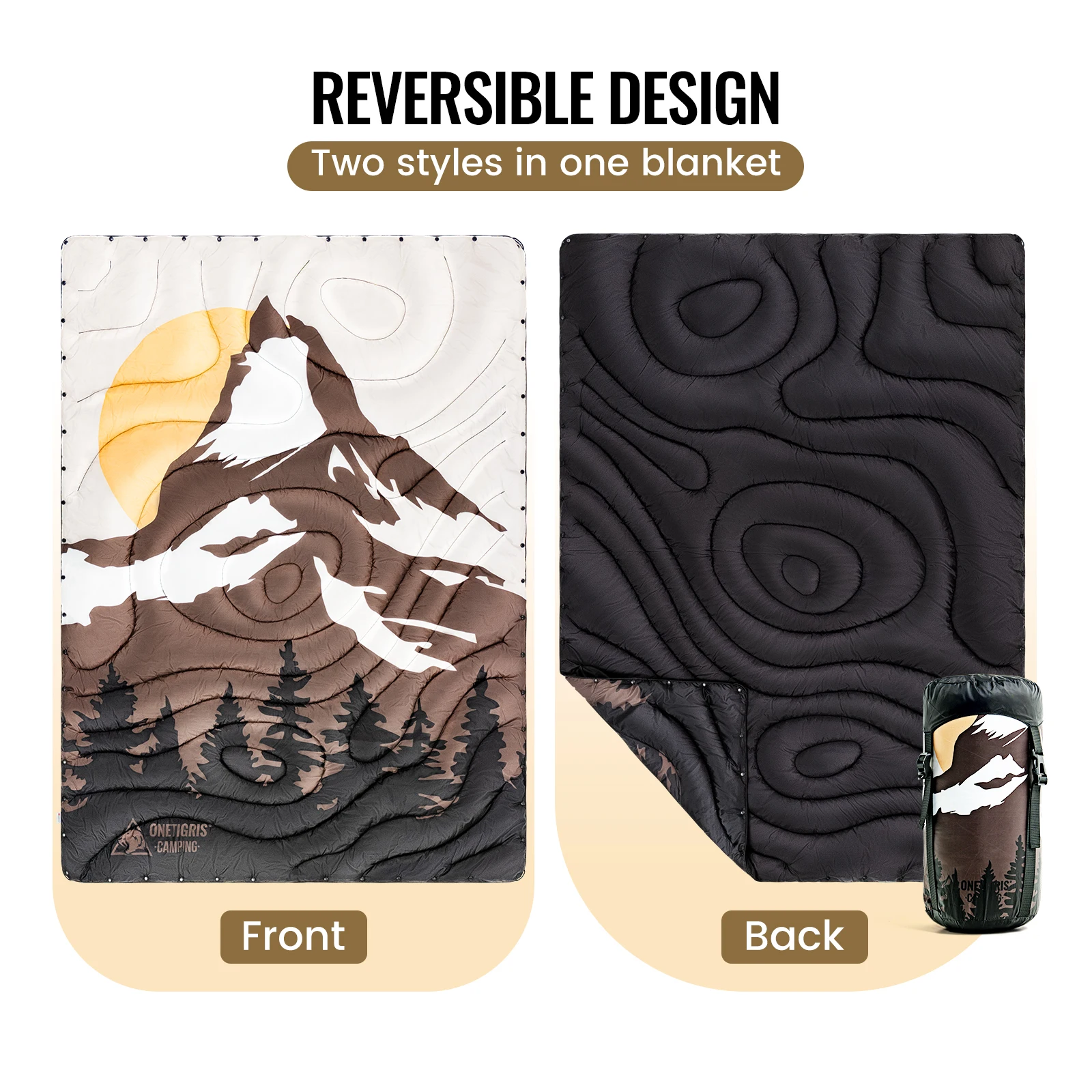 OneTigris-Manta de Camping con aislamiento térmico reciclado, manta de viaje portátil ultraligera para acampar, senderismo, mochilero - imagen 3