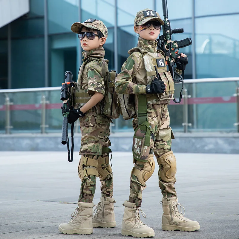 Conjunto de uniforme de camisa de camuflaje G3 táctico militar para niños, disfraces de soldado para niños, Top de camuflaje, pantalones, traje para niños y niñas - imagen 3