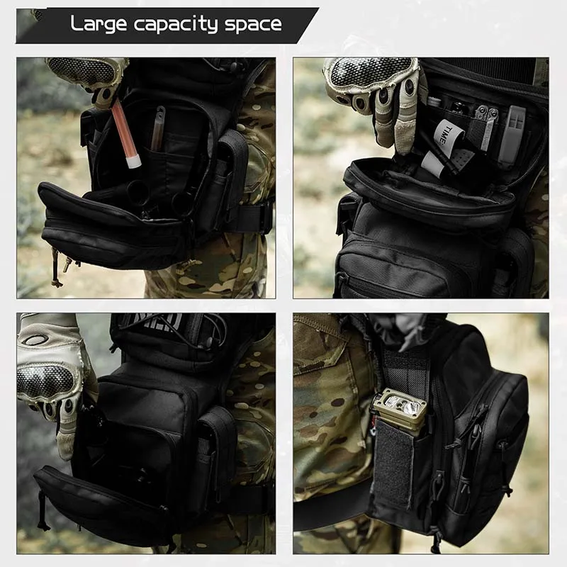 Bolsa táctica de cintura para hombre, bolsa de viaje de hombro Molle, 1000D, para montar al aire libre, acampar, Trekking, caza láser, pesca - imagen 4