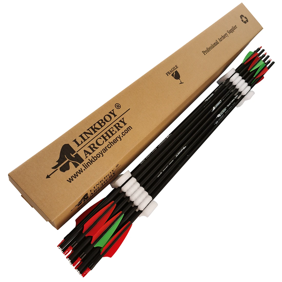 Flecha de carbono mixta para columna vertebral, 6/12/24 Uds., 500 de diámetro, 7,8mm, paletas de plástico de 3 pulgadas para arco recurvo compuesto, tiro con arco y caza - imagen 5