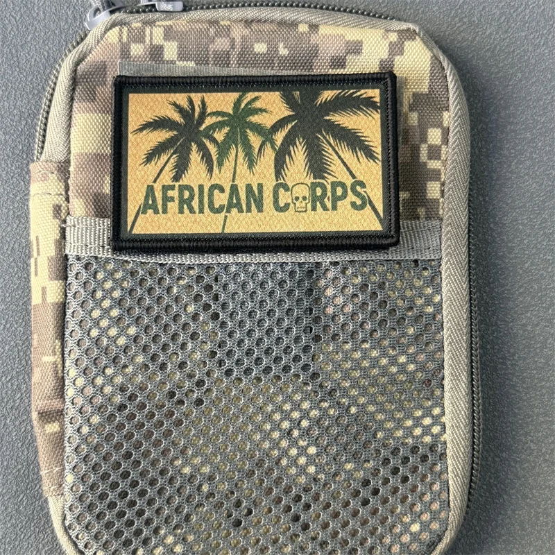 Parche táctico "AFRICAN CORPS", insignia de moral militar, impresión de gancho y bucle, mochila, decoración de ropa, pegatinas, brazalete
