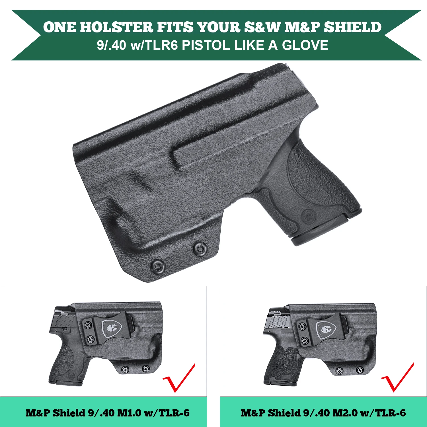 Funda IWB Kydex para M&P Shield con linterna táctica, diestro/zurdo - imagen 5