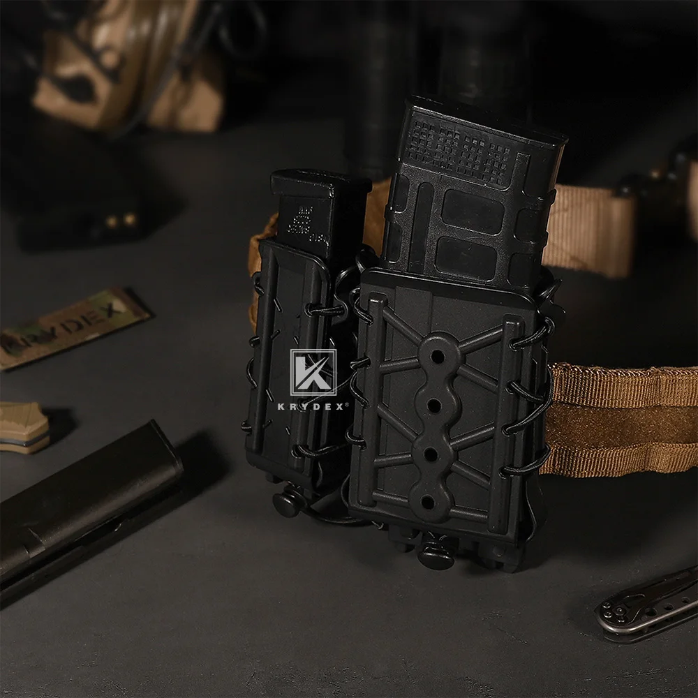 KRYDEX-bolsa táctica para revistas, funda cartuchera para pistola de polímero de 9mm, cinturón de servicio, portador Fastmag, accesorios de caza y tiro - imagen 3