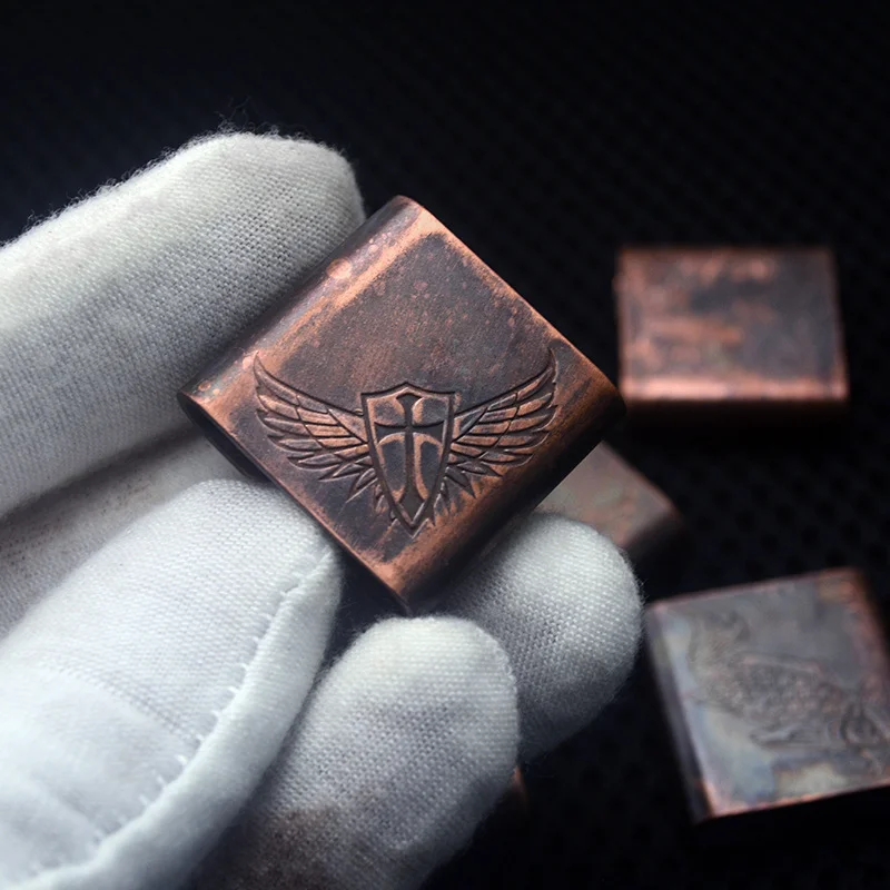 13 patrones de Material de cobre rojo, hebilla de reloj de llama de acero Retro, Clips Molle, herramienta EDC, accesorios para hacer colgante de cuchillo táctico - imagen 5