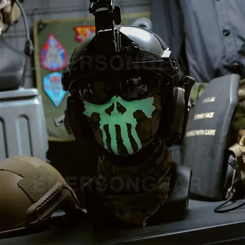 Emersongear Ghost Hood Tactical Mask Luminous Skull Balaclava for Hunting Airsoft Glow in The Dark Multi Hood Camouflage Scarf