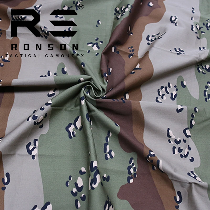 Tela de sarga de algodón de camuflaje de Chocolate de seis colores iraquí, resistente al desgaste, sombrero para exteriores, traje táctico de rana, tela C - imagen 2