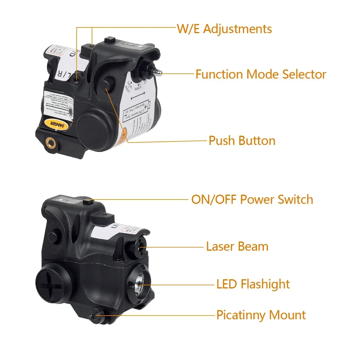 Mini linterna láser IR verde y roja con batería, Pistola de Defensa, Pistola táctica Personal, compatible con Taurus G2C TH9 9mm TS9 Glock 17 19 - imagen 3