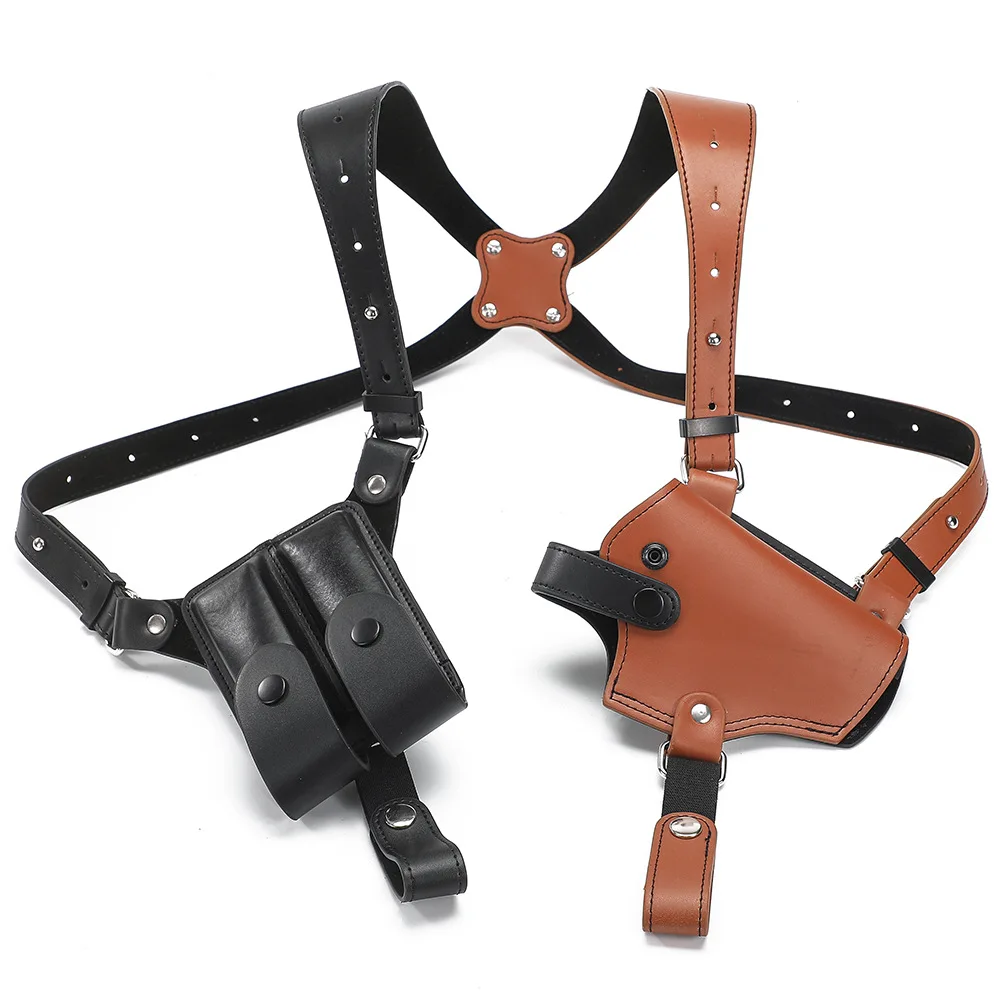 Funda táctica para pistola, correa para el hombro, invisible para las axilas 1911, funda de cuero auténtico para caza al aire libre - imagen 5