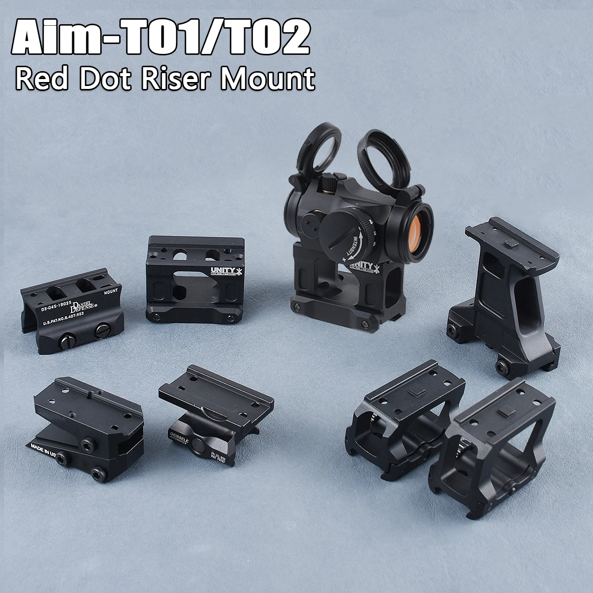Soporte de mira telescópica táctica T01 T02 Red Dot, montaje elevador rápido, óptica R5, UNIDAD, soporte de mira telescópica compensada, Base alta de 1,57/1,92/2,91 pulgadas - imagen 2