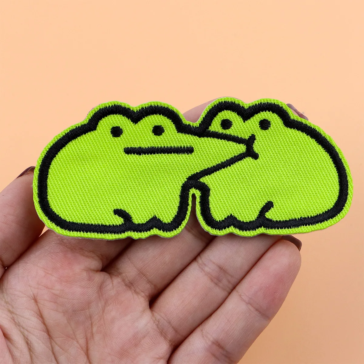 Parche para planchar con forma de rana de dibujos animados para ropa, parche bordado bonito, accesorios para ropa, pegatinas de costura, 2 uds.