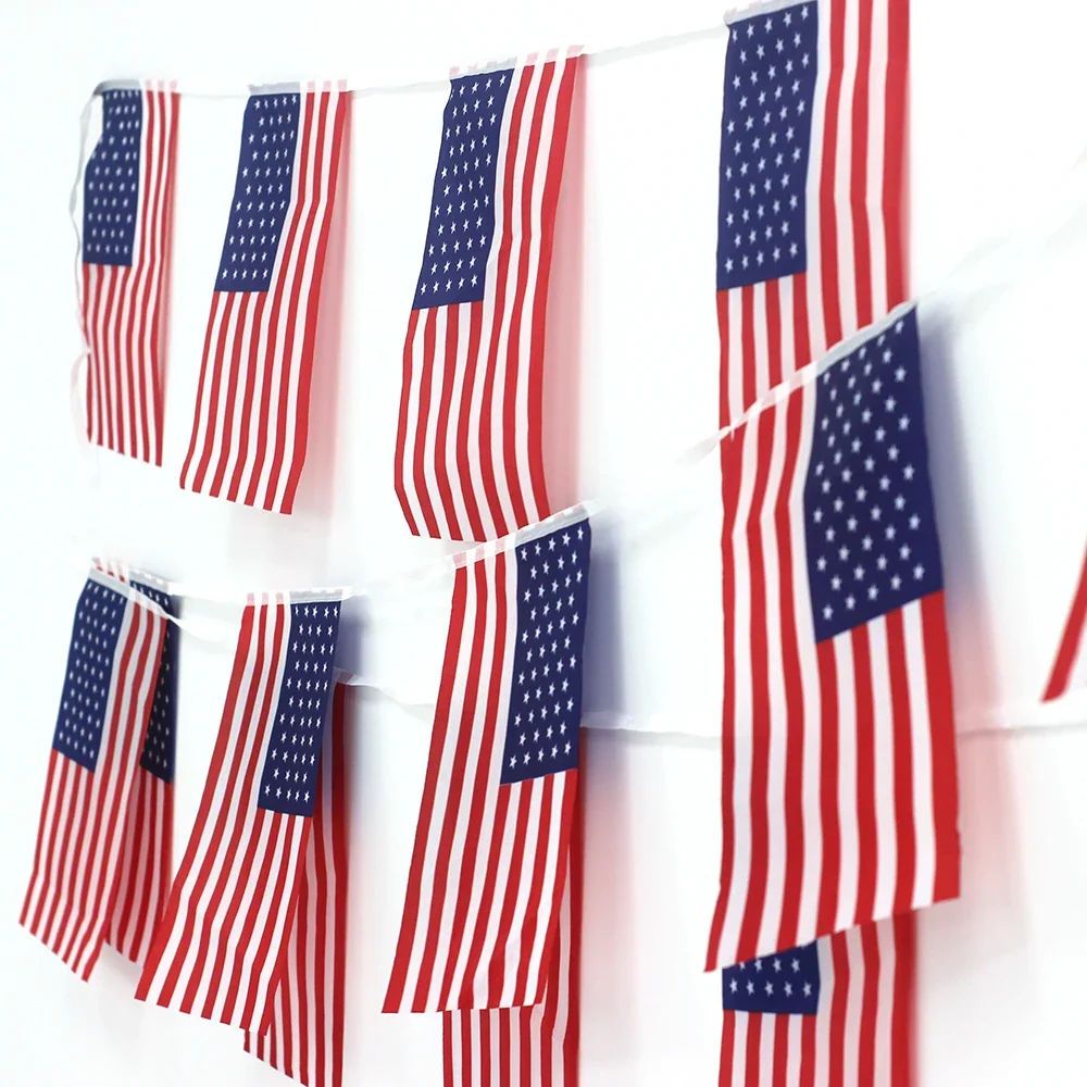 24 unids/set bandera de cuerda americana de EE. UU. para eventos patrióticos 4 de julio suministros del Día de la Independencia decoración de banderines de Bar deportivo - imagen 5