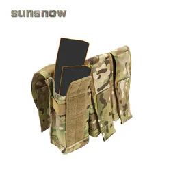 Chaleco táctico MOLLE con triple bolsa para cargadores M4 y AK 7.62