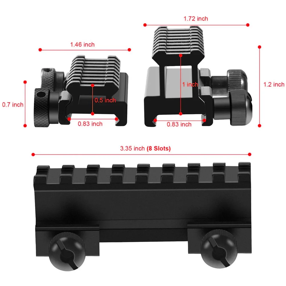 Soporte elevador Picatinny perfil de 0,5/1 pulgada 8 ranuras soporte elevador de riel Picatinny para rieles Picatinny de 20mm accesorios para armas de caza - imagen 5