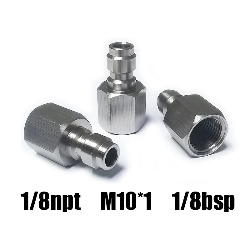 Adaptador macho hembra de desconexión rápida de aire HPA, boquilla de llenado de 8mm, alta presión 1/8NPT 1/8BSP M10 * 1 M8 * 1 de acero inoxidable - imagen 4