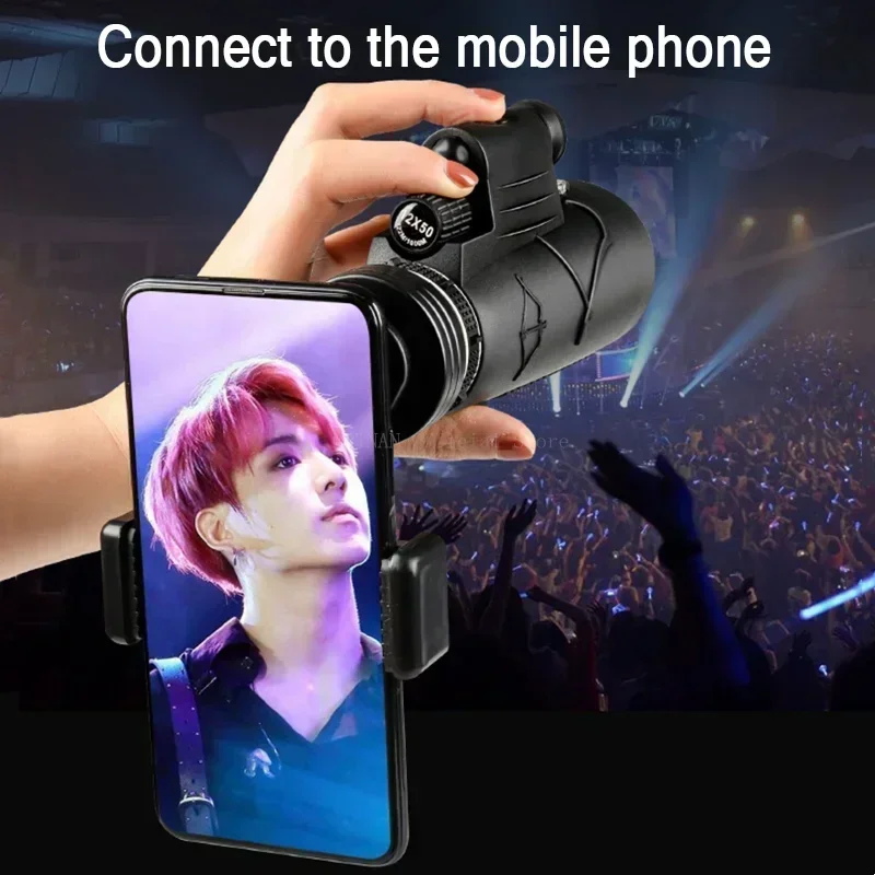 Potente telescopio Monocular HD de largo alcance, Zoom con trípode, Clip para teléfono, caza al aire libre, Camping, turismo, 50x60 - imagen 4