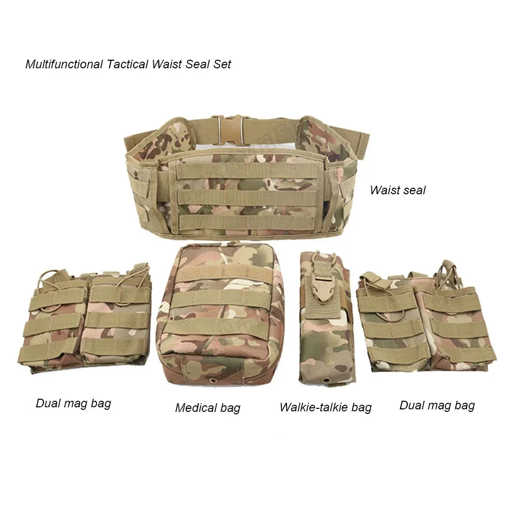 Cinturón táctico MOLLE multifuncional con bolsas de accesorios - imagen 2