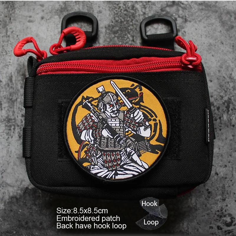 Brazalete táctico de ventilador militar, parches bordados en 3D de lobo y tigre en la ropa, parches de gancho y bucle para ropa - imagen 4