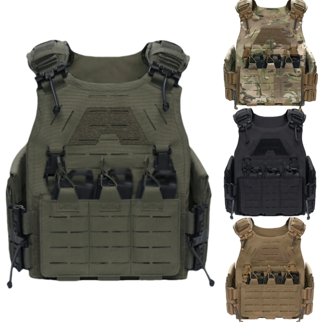 Portador de placa táctica con corte láser ligero, chaleco de caza MOLLE, faja de ajuste rápido de liberación rápida, equipo de combate CS Airsoft - imagen 3