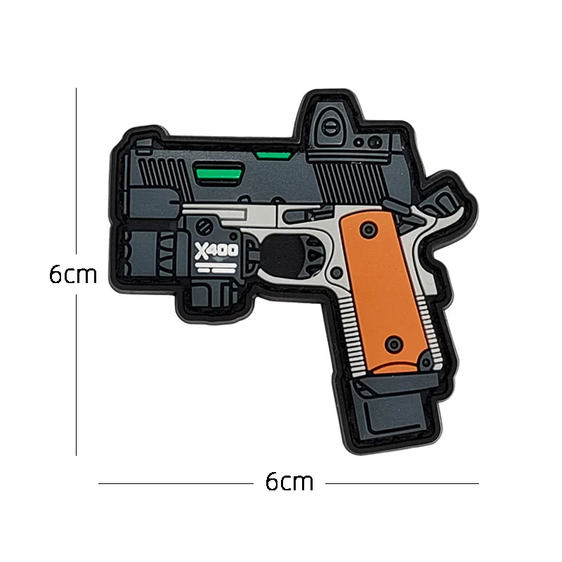 Pistola de goma de PVC 3D, Rifle, armas Bazooka X400 X100 M876, Airsoft Hook, Parche de sujeción, insignia de combate para chaquetas de mochila - imagen 4