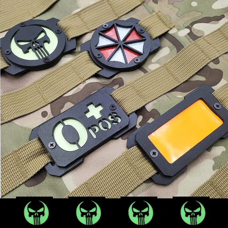 Tira de reconocimiento luminoso tipo sangre, insignia reflectante de paraguas, mochila al aire libre, hebilla, Parche de expansión de personalidad, DIY - imagen 3