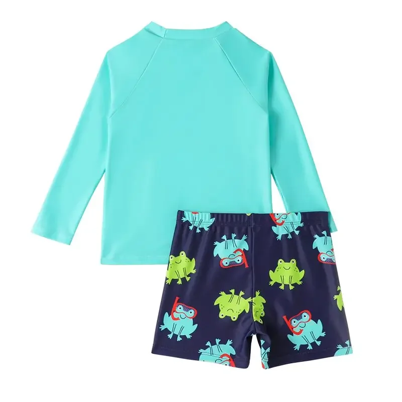 Traje de baño para niños, pantalones cortos de manga larga con dibujos animados para niño 2025, traje de baño para niños, ropa de playa de dos piezas para verano, traje de baño para nadar - imagen 2